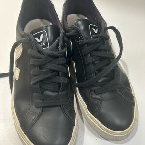 Veja Women's Black Sneakers with White Accents
